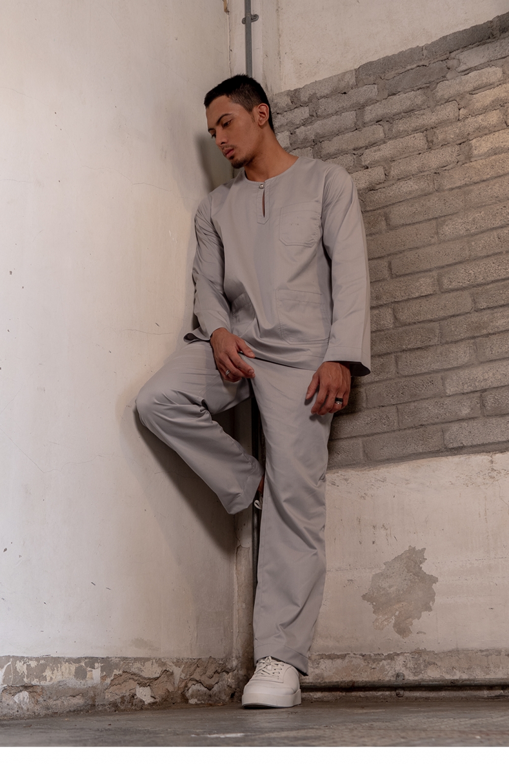 Baju Melayu Teluk Belanga Fura, Light Grey